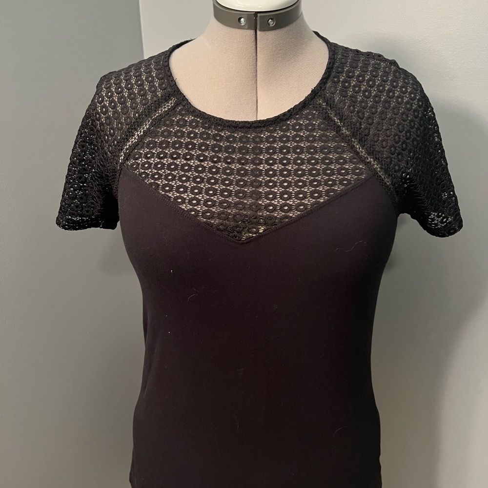 Torrid Black Embellished Fitted Short Sleeve Blouse